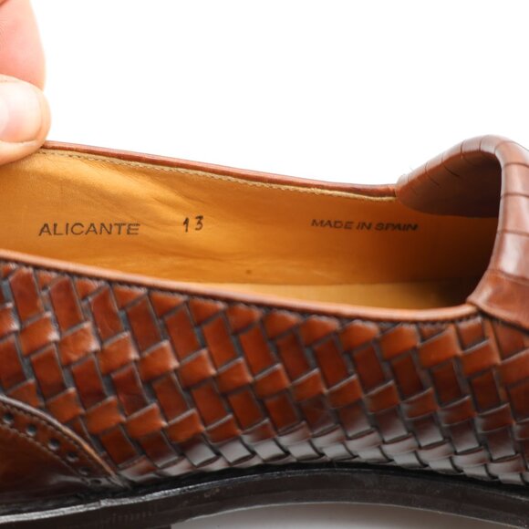 Mezlan Alicante Loafer Tassel Brown Leather Braided Side Men's 13 B Made Spain - Picture 3 of 11